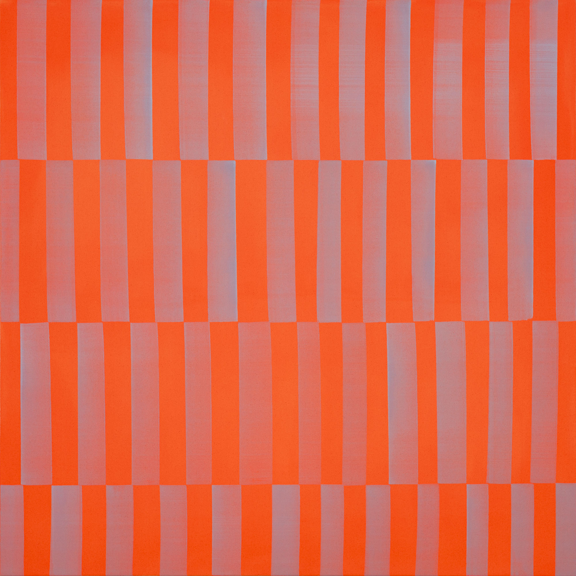 Nikola Dimitrov, Orange zone, 2024, Pigmente, Bindemittel auf Leinwand, 140 x 140 cm